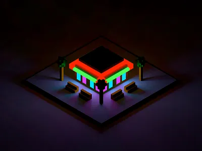 Diner - Render #3 3d isometric magicavoxel neon render