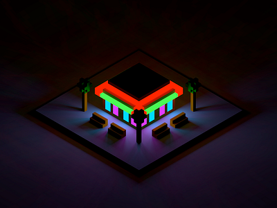 Diner - Render #3 3d isometric magicavoxel neon render