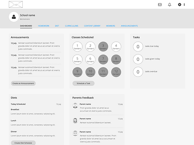 School Management System admin panel app axure concept dashboard design interaction design ios landing page design user center design user experience design user interface design ux wireframe