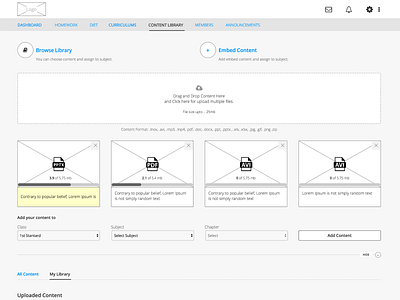 School - Content Library axure concept dashboard design interaction design landing page design ui user center design user experience design user interface design ux