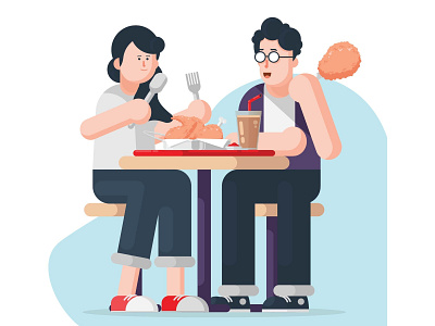 Chicken Dinner chicken couple design flat design illustration lifestyle ui