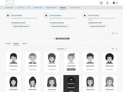 School - Student, Teacher, Parents Invitation app concept design interaction design landing page design ui user center design user experience design ux