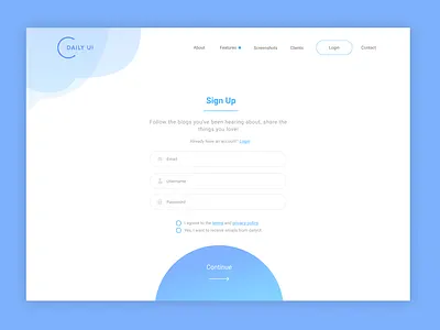 Sign up page 001 dailyu design page signup ui
