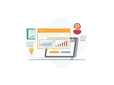 Strategy and Consulting Illustration V6 art artwork business chart graph icon illustration laptop office tech support ui ux vector