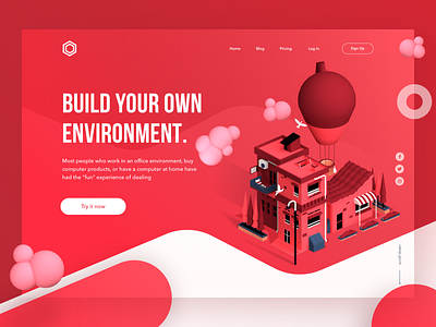 Real Estate Landing Page 3d air balloon blender debut design illustration landing modelling page real estate ui web