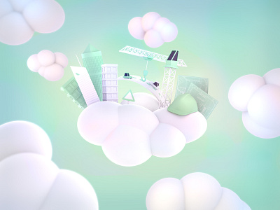 Architecture Sector 3d 3d art 3d artist architectural autodesk blue print building cars cartoon cloud clouds construction france lyon pixar renderman sector site