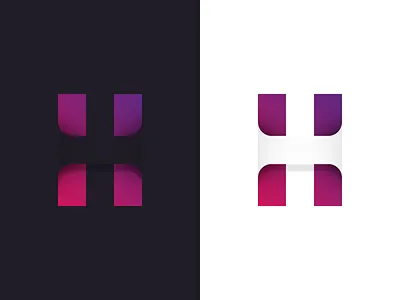 H - HIDDEN gestalt gradient h hidden hide letter lettermark logo logodesign shadows type typogaphy