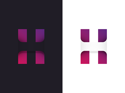 H - HIDDEN gestalt gradient h hidden hide letter lettermark logo logodesign shadows type typogaphy