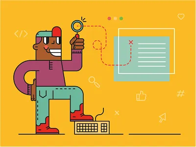 #1 Better net characer illustration illustrator line research web