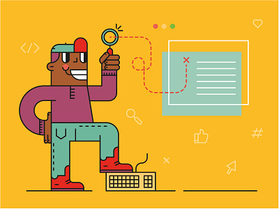 #1 Better net characer illustration illustrator line research web