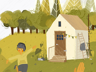 children's book v.2 color detail girl graphic house illustration plant poster tree window