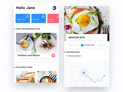Delivery check card delivery delivery check food food and beverage map red 创作的 扁平 插图 特征 蓝色 设计 运球