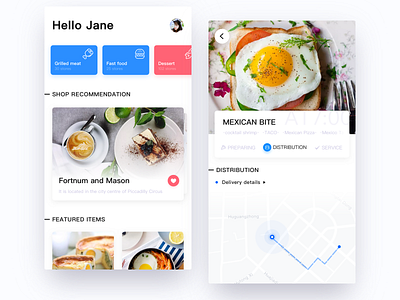 Delivery check card delivery delivery check food food and beverage map red 创作的 扁平 插图 特征 蓝色 设计 运球