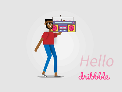 Dribbble Debut! boombox cool debut debutshot design dribbble best shot dribbble debut dribbble draft dribbble invite drop shadow fashion flat character flat design flat illustration fresh hello dribbble illustration music swag vector