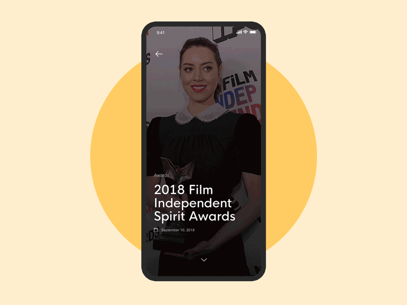 IMDb news browsing 🗞 actress animation app cinema dark dark app film gif girl imdb interaction ios iphone minimal movie simple transition ui uidesign ux