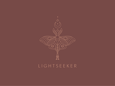 Lightseeker Yoga Studio branding design flat icon illustration logo moth typography yoga logo