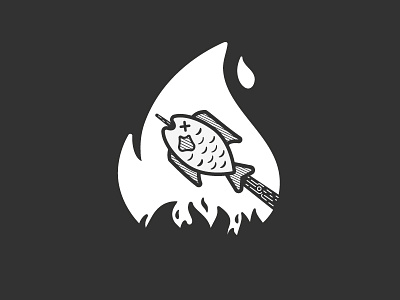 Roasted | Inktober 3/31 black and white fire fish food inktober roast vectober