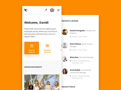 Mobile Intranet | Secret Escapes design digital homepage intranet mobile ui web