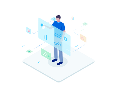 Genius Investor headsup illustration investor isometric landing market timeless ui uiux