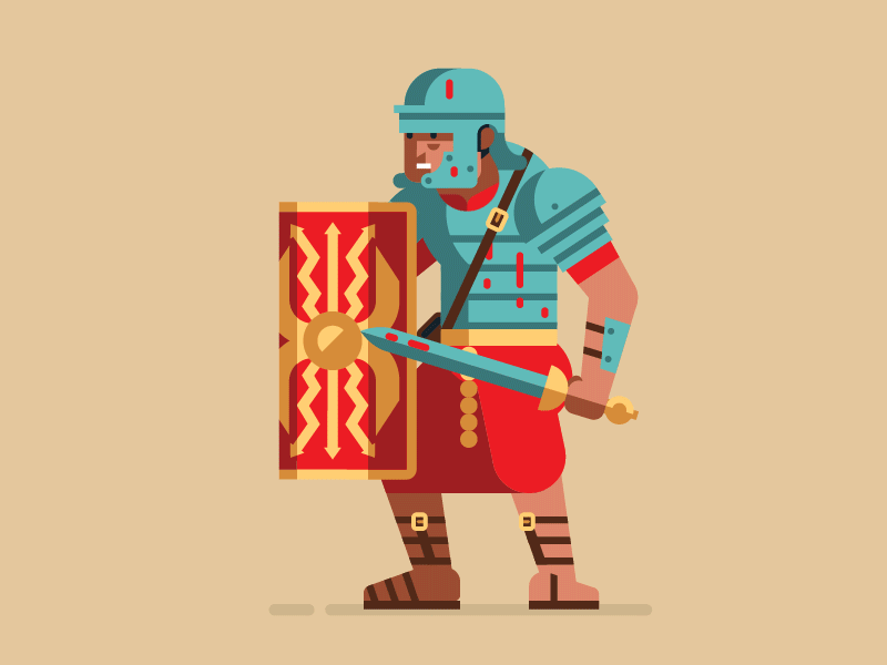 SPQR character character design flat design geometric art roman shield soldier vector animation vector art war