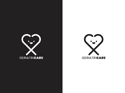 GeriatriCare Logo brand brand and identity geriatric graphic design heart logo mark walking stick