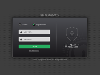Admin Login Screen admin admin theme atomic design dark theme dark ui encrypted enterprise app enterprise software form design interaction design login design login form login page privacy radio button secure security app web app design web application