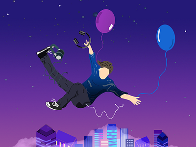 Free Falling colorful conceptual editorial graphic illustration illustrator light