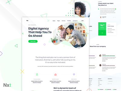 Nxt - Digital Agency Website Design branding conception design digital agency dribbble dribbble best shot landing page landingpage design mock up patterns premium productdesign typography ui visualdesign visuals website