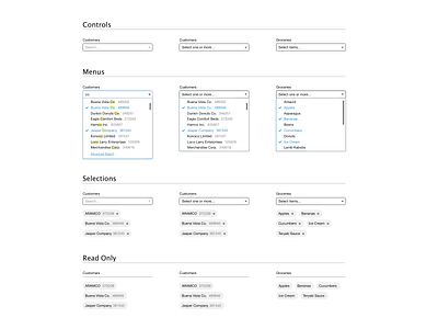 List Selectors and Generators controls enterprise forms ui