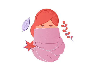 Autumn autumn design fall girl illustraiton leaves plants woman