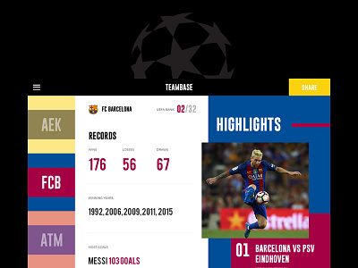 TeamBase V1 barcelona champions league club football football club front end messi personal ronaldo side project soccer ui ux