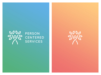 Person Centered Services Logo Gradients blue branding geometic gradient green icon illustration logo minimal minimal branding orange