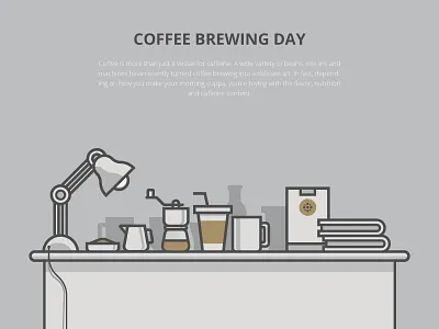 Coffee Brewing Day brew brewing business cafe cafe menu cafeine coffee cup desk drink icon learn work