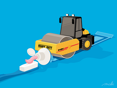 #12 conceptual illustration doodle draw drawing illustration illustrator road roller toothpaste vector