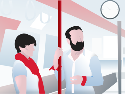 Train beard illustration metro people train