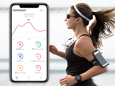 Step Tracking Dashboard adobe xd app concept design fitbit fitness app interaction design ios mobile app mobile app design tracking ui user center design user experience design user interface design ux wireframe