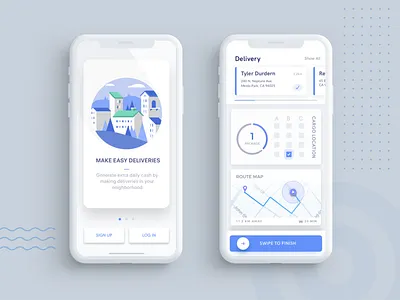 Friendly Neighborhood Delivery App app city clean concept app delivery design illustation logistics map mobile ondemand ui ux