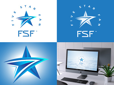 Five Star Fan branding design flat icon illustration logo typography vector