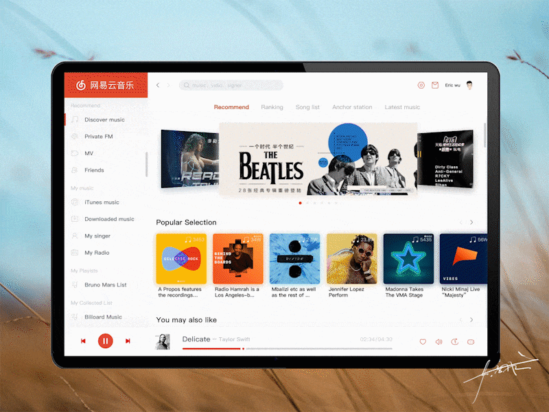 MacOS Design For Netease Music animation appdesign app，ui mac os sketch