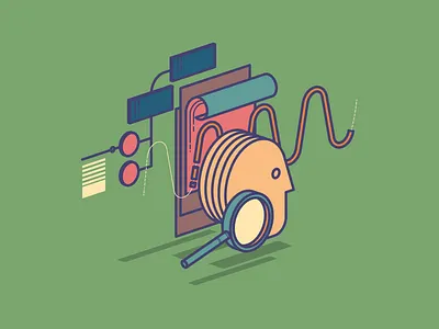 Research Icon (3/7) analytics icon illustration isometric research researcher