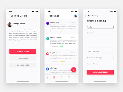 Heroes App Booking Screen Design app app animation arts crafts booking app booking details create booking health app health wellbeing heroes app household tasks ios iphone x iphone x app minimal navigation bar outdoor adventures skills training ux