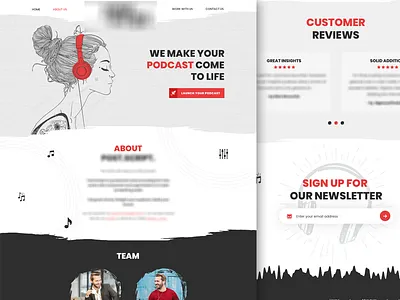 Podcast homepage design mock up podcast website