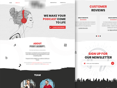 Podcast homepage design mock up podcast website