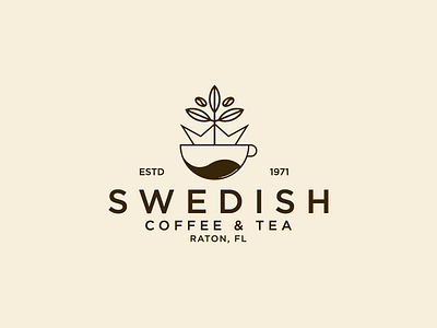 Swedish Coffee & Tea badge logo branding coffee coffee bean coffee logo creative crown cup design icon logo logodesign logotype nature swedish tea tea logo typography vintage vintage logo