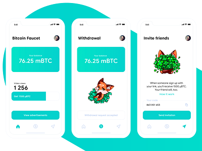 Bitcoin Faucet /// iOS design concept applicaiton bitcoin bitcoin faucet cryptocurrency design faucet flat gradient illustration ios ios 12 ios app ios application ios apps minimal photoshop ui ux vector web