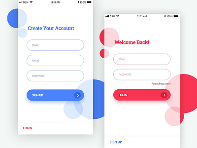 Sign Up & Login app appdesign login signup ui
