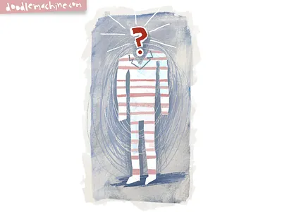 Question Yourself abstract art business character commission design drawing expressionist freelance illustration illustrator man painting question questionmark suit weird whimsical