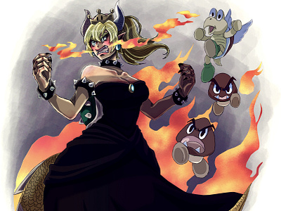Bowsette art drawing illustration
