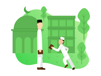 Student at Teacher at Qur'an School digital illustration illustration learning mosque poster design recite school student studying teacher