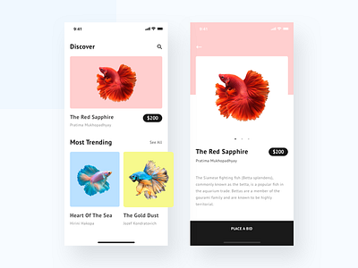 Betta Fish Auction App auction betta clean fish iphonex luxury minimalism simple uiux white